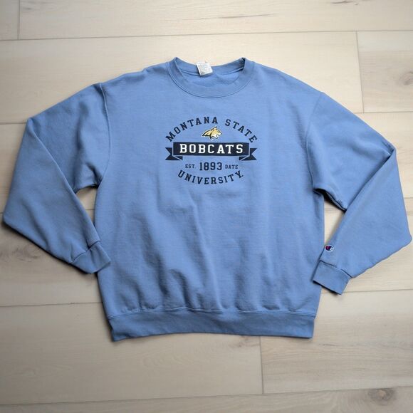 Champion Montana State Bobcats Crewneck Sweater Mens Large Light Blue - Picture 1 of 10